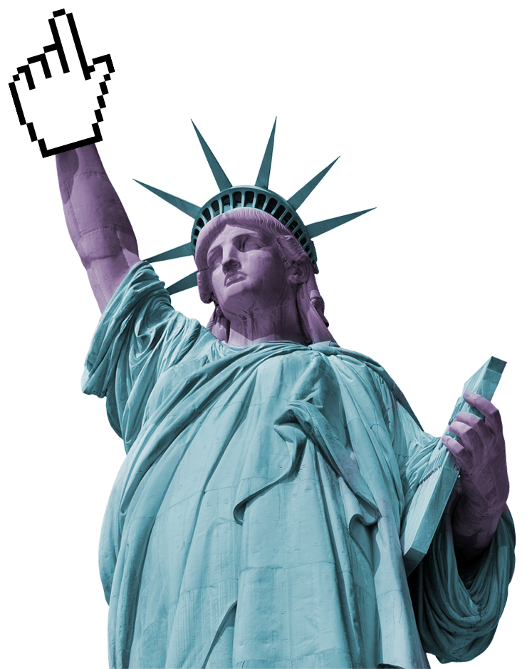 Statue of liberty if it's hand in the air was a pointer style mouse cursor
