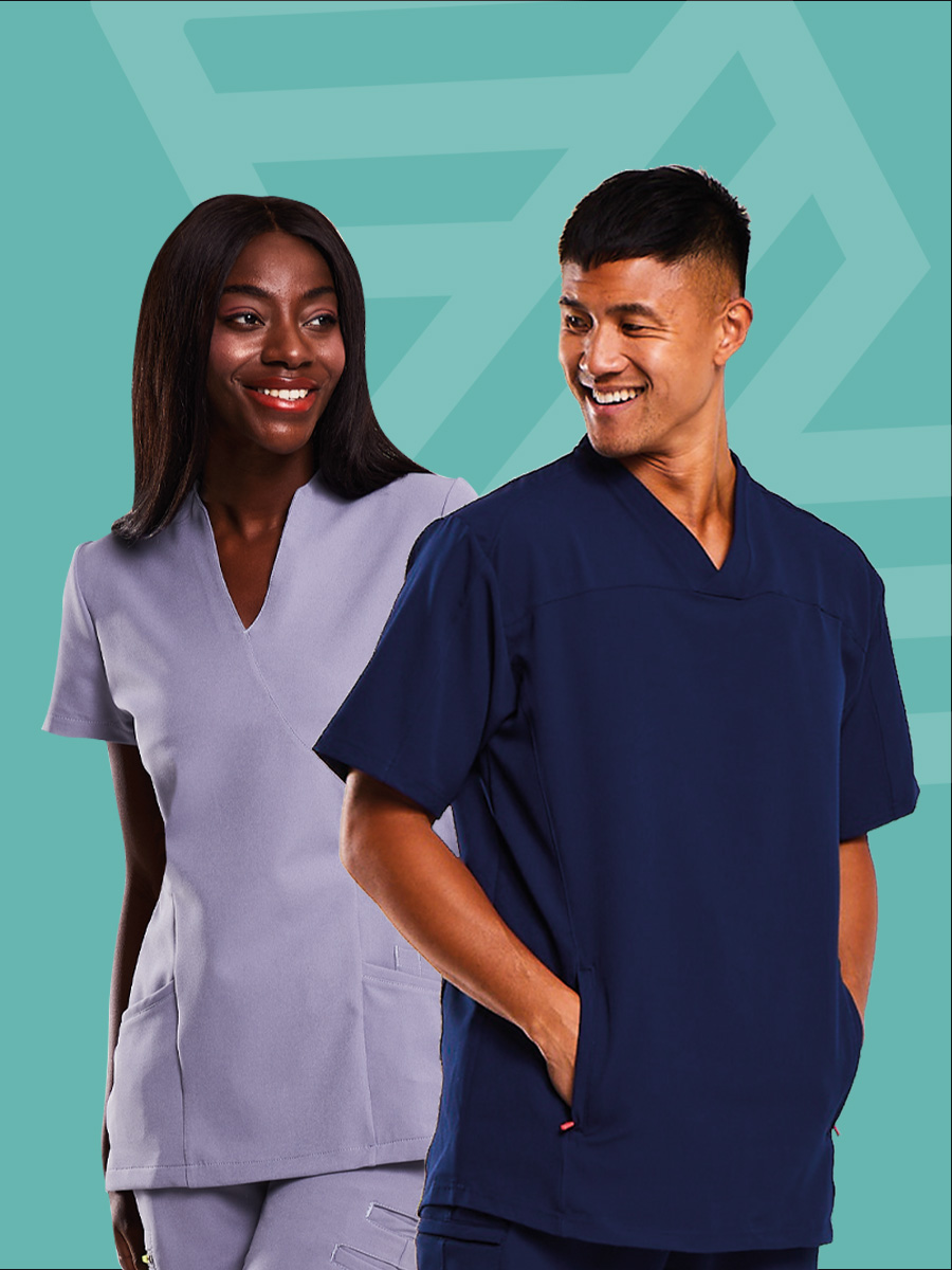 Zesti purple and navy scrubss