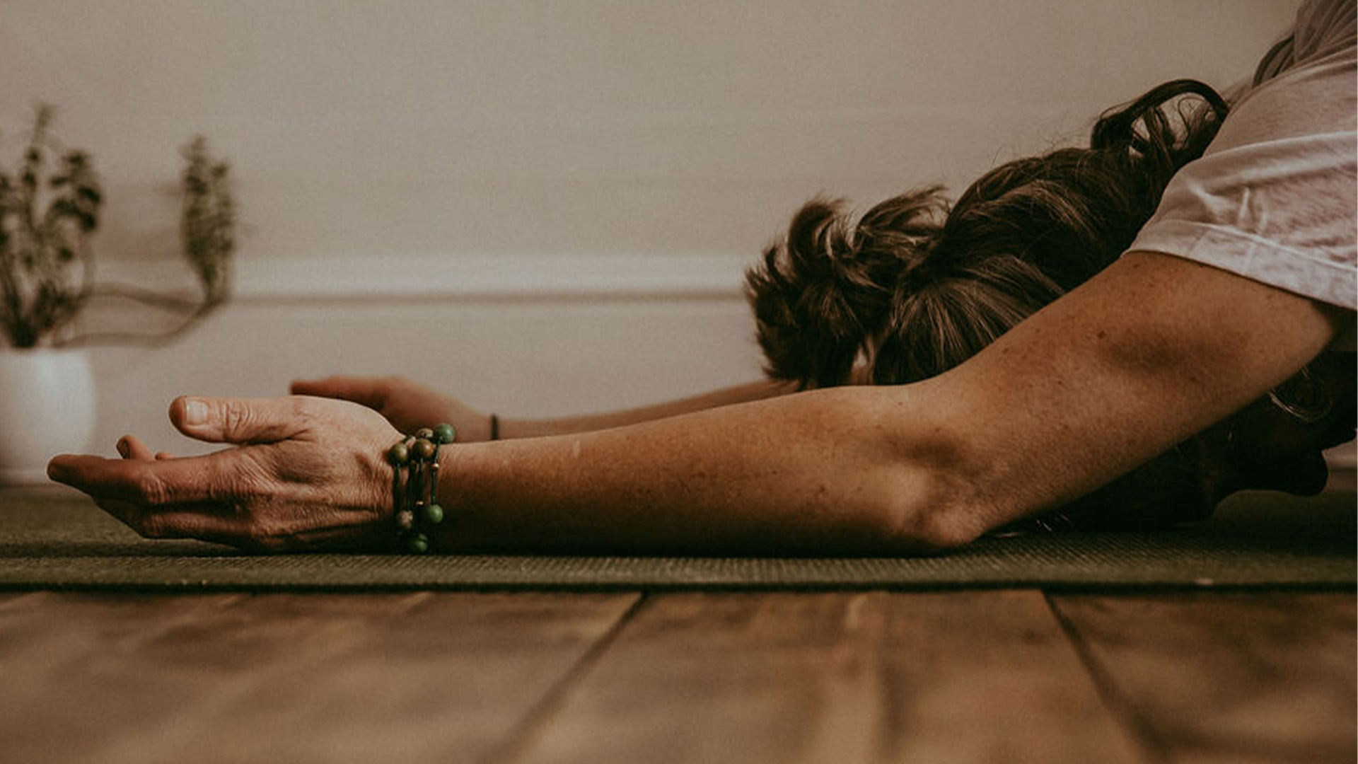 Lady doing yoga closeup