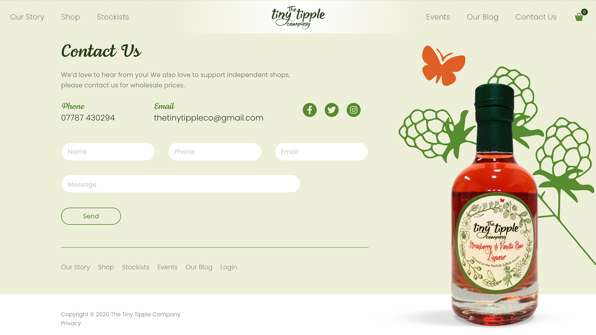 The Tiny Tipple contact page