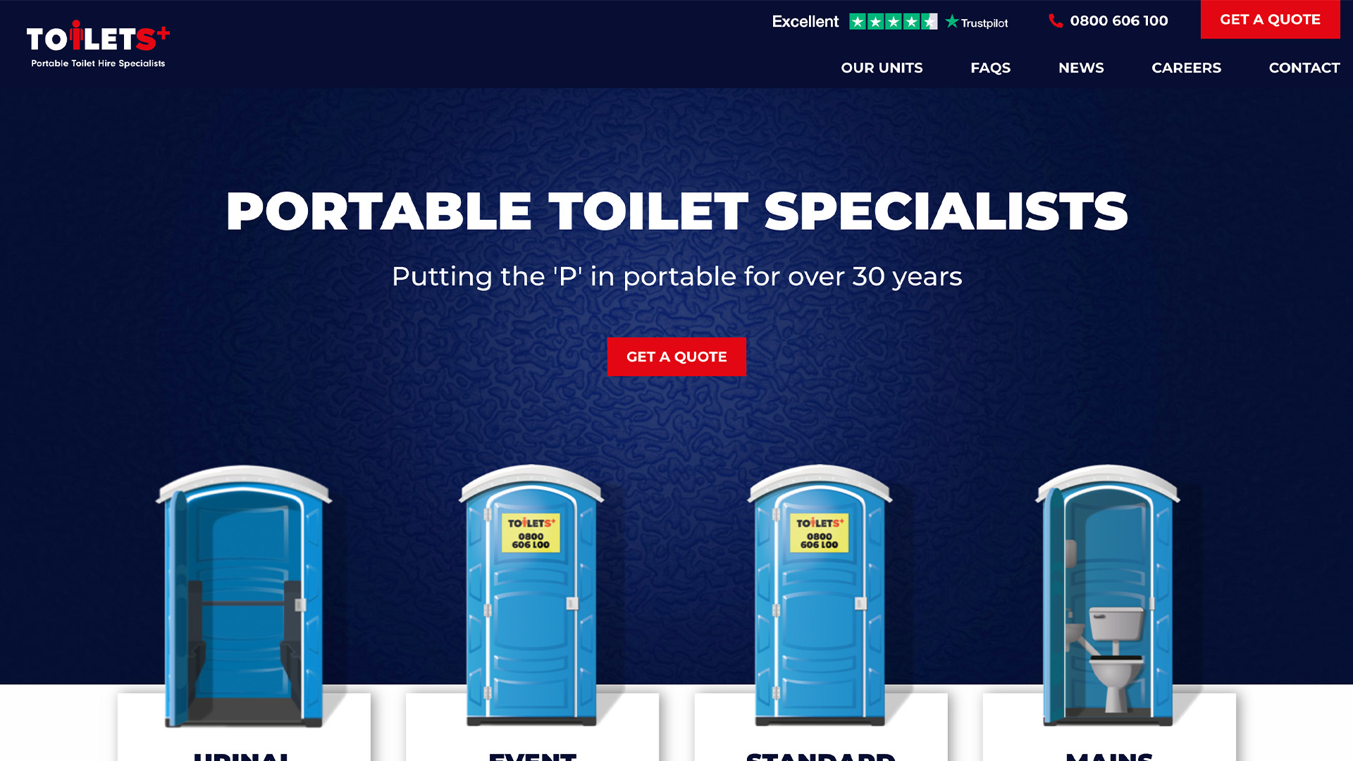 Toilets+ homepage