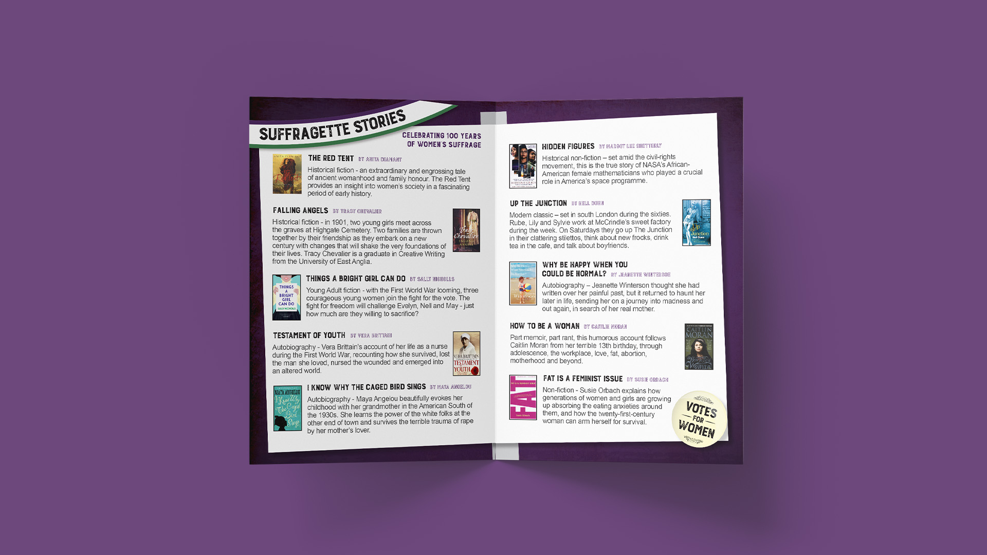 Suffragette Stories booklet open