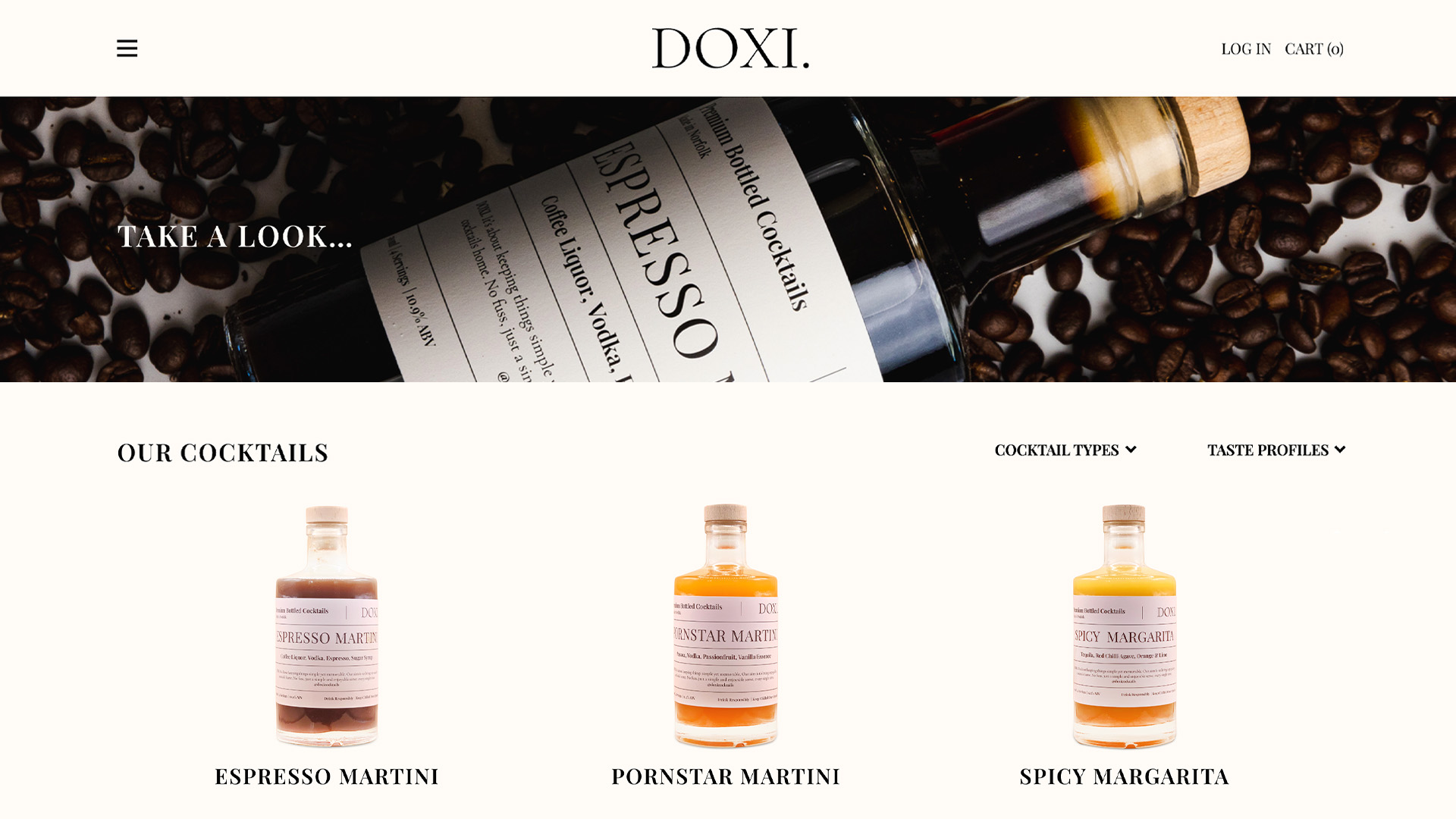 Doxi cocktails page