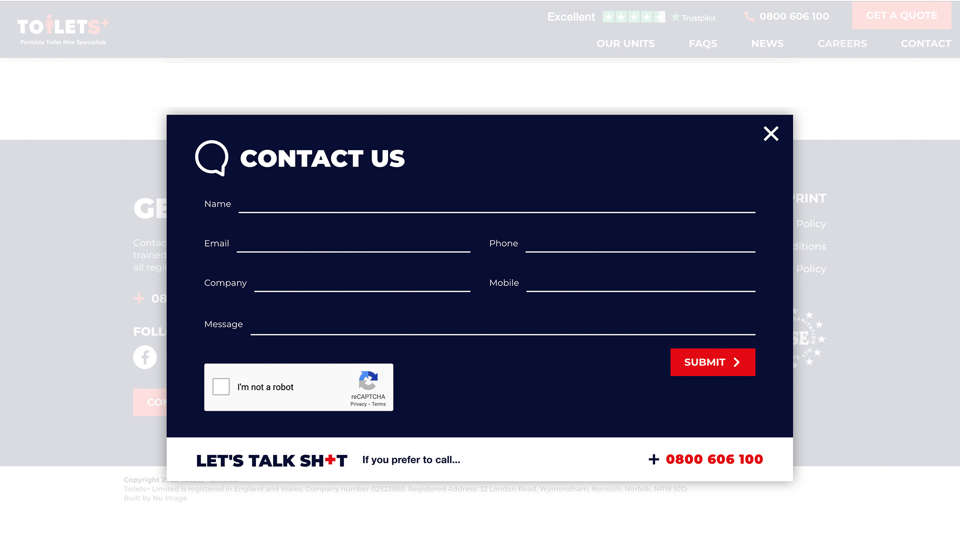 Toilets+ contact form