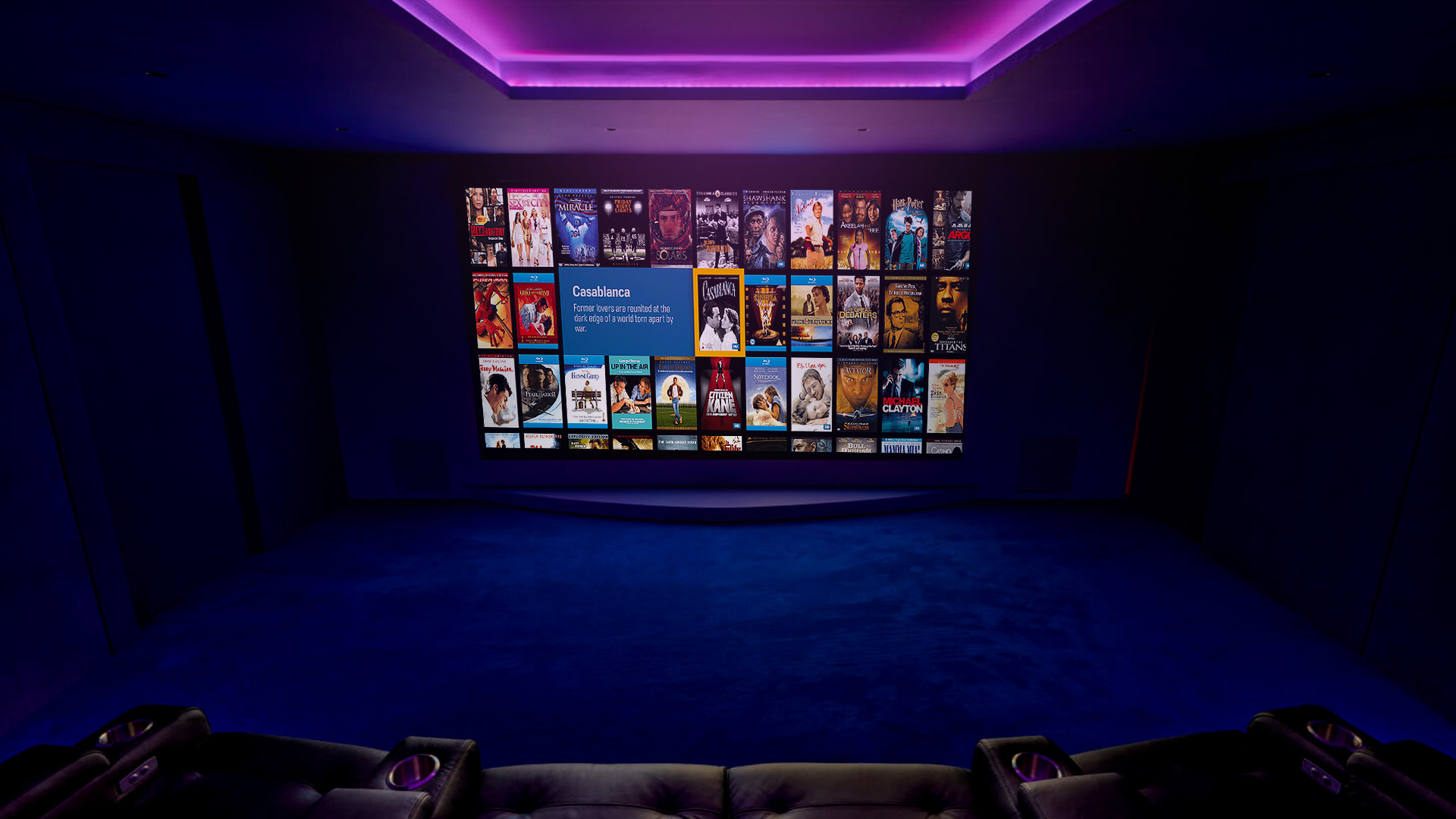 Cinema room with movies
