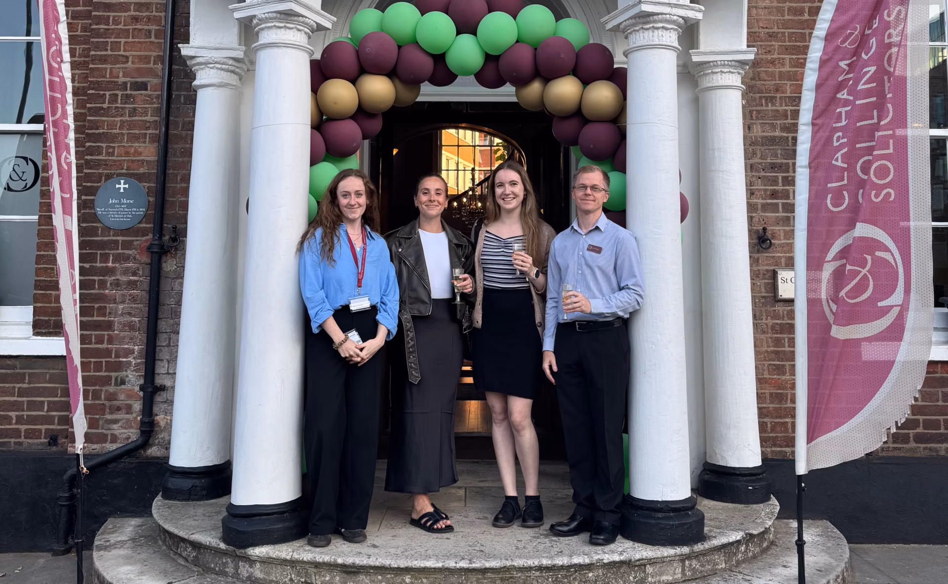 Emily and Ellie with Clapham & Collinge Director Jamie at their 70th anniversary