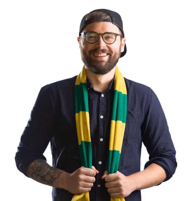 Stephen holding onto Norwich City scarf